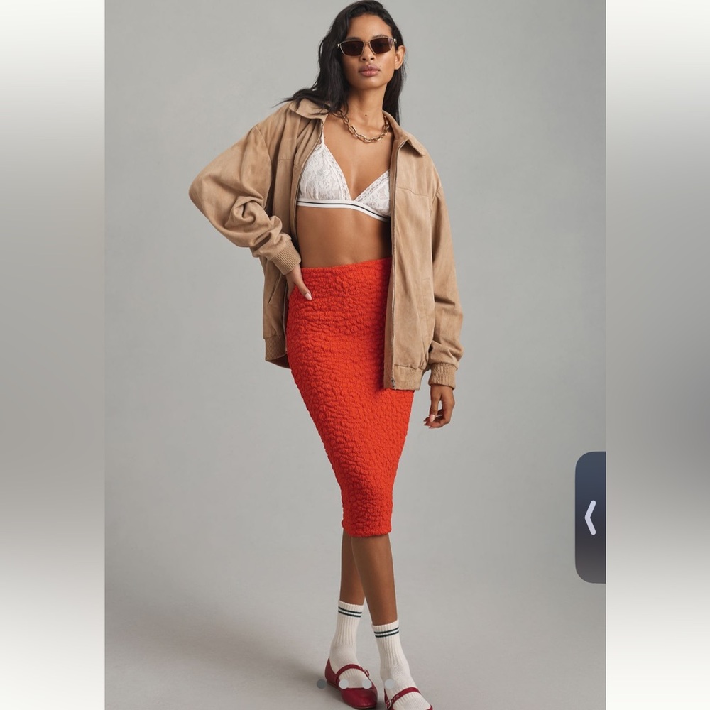 Anthropologie Textured Midi Skirt